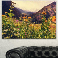 Design Art Green Mountain Meadow with Flowers - Wrapped Canvas Photograph Print
