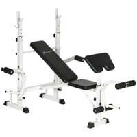 BENCH PRESS SET ADJUSTABLE WEIGHT BENCH WITH SQUAT RACK, PREACHER CURL PAD, LEG DEVELOPER, BUTTERFLY, AND WEIGHT STORAGE