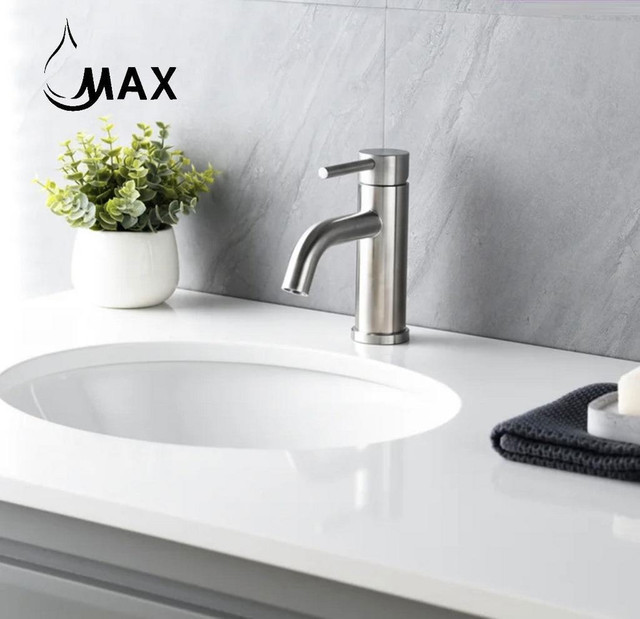 Single Handle Bathroom Faucet Round Design Brushed Nickel Finish in Plumbing, Sinks, Toilets & Showers