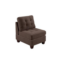 Latitude Run® Wrisley 32 Inch Modular Armless Sofa Chair, Tufted Brown Fabric, Solid Wood