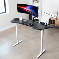 Vivo VIVO Corner Electric x Desk Desk, Black Wing-Shaped Table Top