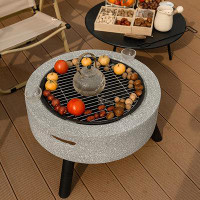 Rosalind Wheeler 23.23"W Round Iron Charcoal Wood Burning Outdoor Fire Pit With Lid