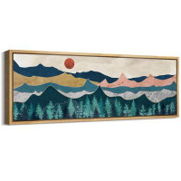 IDEA4WALL Abstract Mountain Range Red Sun Landscape Antique Retro Colorful Bedroom Extra Large Wall Decor