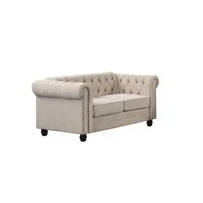 Alcott Hill Calline Rolled Arm Chesterfield Loveseat With Reversible Cushions
