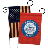 Breeze Decor Proud Son Coastie Garden Flags Pack Coast Guard Armed Forces Yard Banner 13 X 18.5 Inches Double-Sided Deco