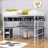 Mason & Marbles Full Metal Frame Loft Bed With Desk And 3 Drawers