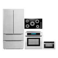 Cosmo 4 Piece Kitchen Package with French Door Refrigerator & 36" Electric Cooktop & Wall Oven