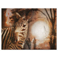 Design Art Vintage Style African Zebra - Wrapped Canvas Graphic Art Print