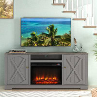 Laurel Foundry Modern Farmhouse Henrik 70.08'' W Storage TV Stand with Electric Fireplace Included
