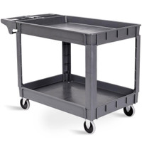 Plastic Utility Service Cart 550 LBS Capacity 2 Shelves Rolling 46" x 25" x 33" - BRAND NEW - FREE SHIPPING