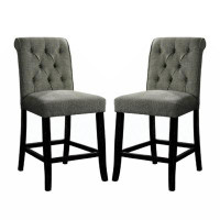 Red Barrel Studio Set Of 2 Padded Chenille Dining Chairs In Beige And Antique Black
