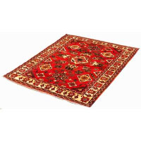 Isabelline Hand-Knotted Finest Kargahi Red Wool Rug 5'1" X 6'8"