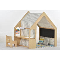 Avenlur 3.08 x 4 Indoor Wood Playhouse with Chair
