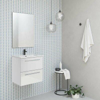 Orren Ellis Ensemble de meuble-lavabo pour salle de bain à fixation murale 20" avec miroir Dermott