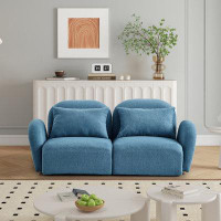 Ebern Designs Living Room Furniture Lazy Sofa Loveseat Teddy Fabric White