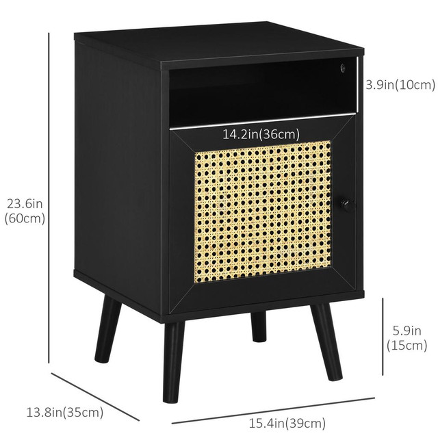 Bedside Table 15.4"x13.8"x23.6" Black in Beds & Mattresses - Image 3