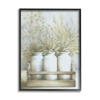 Stupell Industries Country Herbal Blooms Varied Plants Milk Jugs Giclee Texturized Art By White Ladder