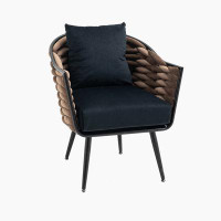 George Oliver Velvet Accent Chair Modern Upholstered Armchair Tufted Chair with Metal Frame