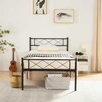Ebern Designs Ensemble de lit plateforme simple avec tête de lit en métal