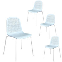 SIMPOL HOME Modern Dining Chairs With Hollow BackDining Chairs Set Of 4,  Farmhouse Dining Chairs(Light Blue)