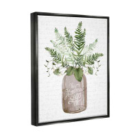 Stupell Industries Mixed Green Leaves Botanical Bouquet Jar Cursive  Canvas Wall Art By Lettered And Lined