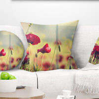 East Urban Home Floral Poppy Flowers on Background Pillow