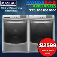 Maytag MHW8630HC 27 Front Load Steam Clean Washer 5.8 Capacity Wi-fi Enabled YMED8630HC 27 Steam Clean Electric Dryer