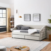 Hokku Designs Daybed with Two Drawers Upholstered Sofa Bed