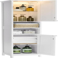 Wildon Home® Tall Bathroom Cabinet with Lights