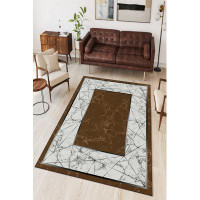 East Urban Home Rectangle Vinoe Machine Braided Polyester Area Rug in White/Brown/Grey
