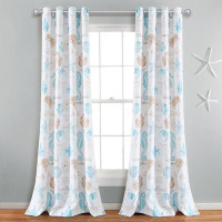 Highland Dunes Harbour Life Light Filtering Window Curtain Panels Blue/Taupe Single 52X84