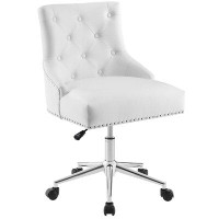 Rosdorf Park Lefancy Regent Tufted Button Swivel Faux Leather Office Chair - White