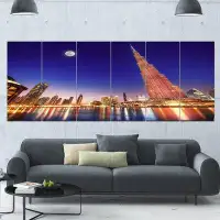 Design Art 'Burj Khalifa Night Landscape' Photograph Multi-Piece Image on Canvas