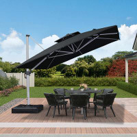 Arlmont & Co. Justhin 132" Square Cantilever Umbrella With Base