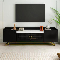 Mercer41 TV Stand with Fluted Glass, Entertainment Centre for TVs Up to 70"