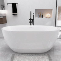 JESTOP 51" W × 28" L Freestanding Soaking Acrylic Bathtub