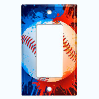 WorldAcc Metal Light Switch Plate Outlet Cover (Baseball Kids Room Sports Game - Single Toggle)