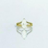 (I-6760-020A) Ladies 14k duo gold Marquise cut Diamond solitaire ring