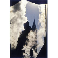 Red Barrel Studio Steam And Silhouette Of Chrysler Building Poster Print (12 X 19)