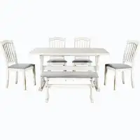 Builddecor Rectangular 35.28'' L x 58.98'' W Dining Set, Dining Table With Bench, Farmhouse Dining Set