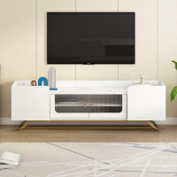 Mercer41 Sleek Design Tv Stand With Fluted Glass