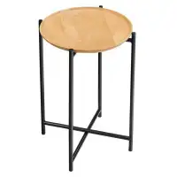 Modway Modway Xilo Round Wood And Metal Side Table In Oak