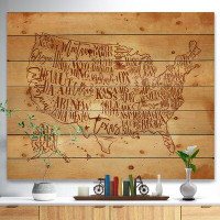 Made in Canada - East Urban Home Vintage United States Chalk Yellow Map - Textual Art Print on Wood