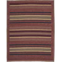 Loon Peak Sherrelwood Striped Handmade Tufted Wool Red Area Rug