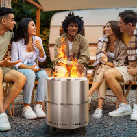 Ebern Designs Portable Outdoor Fire Pit With Bbq Forks, Carry Bag, And Handles