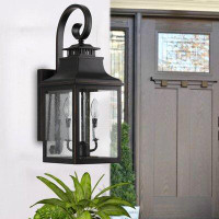 Canora Grey Hutchens Oil Rubbed Bronze 3 - Bulb 28'' Seeded Glass Outdoor Wall Lantern