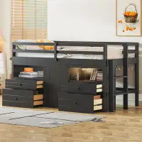 Harriet Bee Storange Loft Bed with Underneath Cabinet and Shelves