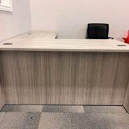 Global Newland L-Shape Desk with Box/File Pedestal – 72 x 72 – Noce Grigio – Showroom Model in Desks in Belleville Area