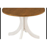 Winston Porter Mid-Century Solid Wood  Round Dining Table for Small Places