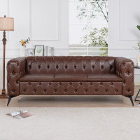 Williston Forge 84.06Inch Width Traditional  Square Arm removable cushion 3 seater Sofa